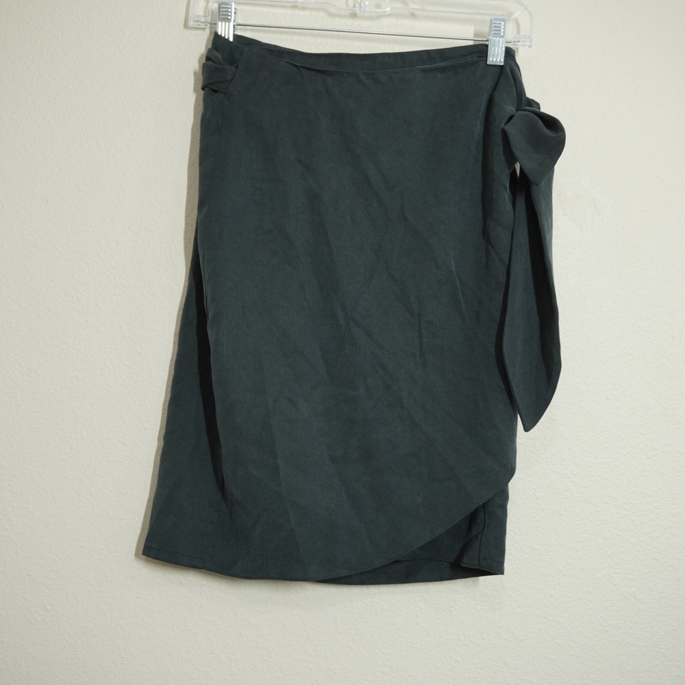 VETTA Capsule Women's XS Gray Wrap Skirt Tencel Side Tie Tulip Mini Minimalist